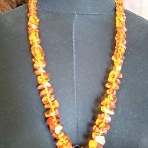 Clear honey baltic amber knotted necklace 26 long